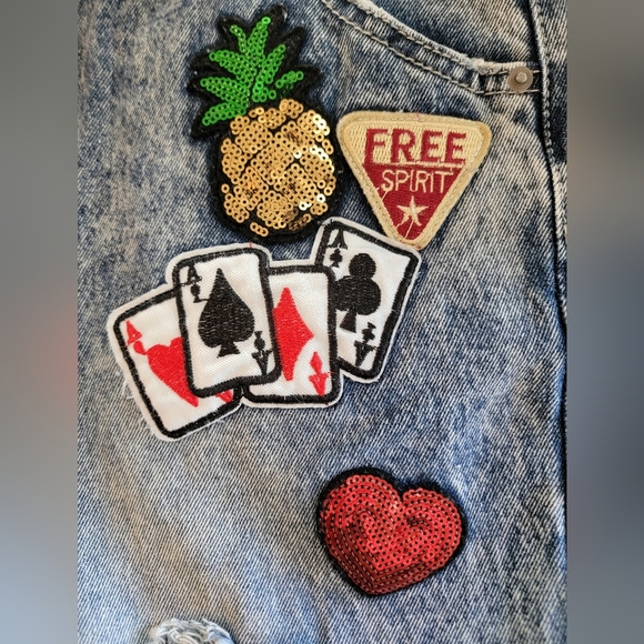 Pixie And Diamond Acid Wash Womens Jeans With Patchwork Sequined Details - Picture 2 of 12